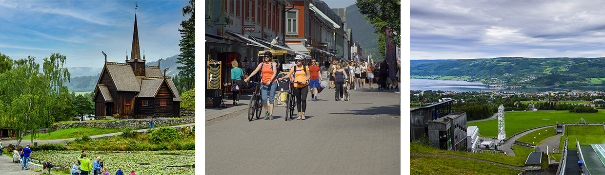 Garmo stave church, city walk and Lillehammer ski jumping slope